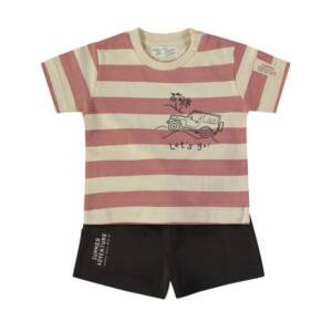 162053 Βρεφικό σετ βερμούδα με ριγέ μπλουζάκι, babybol