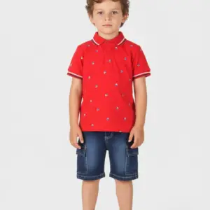 2644025 Παιδικό σετ βερμούδα τζιν με πόλο μπλουζάκι , joyce