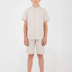 2646034 Παιδικό λινό σετ βερμούδα, με κοντομάνικο πουκάμισο, joyce