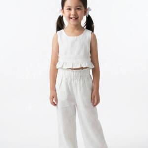 BG-ND8545-12 Βρεφικό σετ παντελόνα λινό, με crop μπλουζάκι, ativo